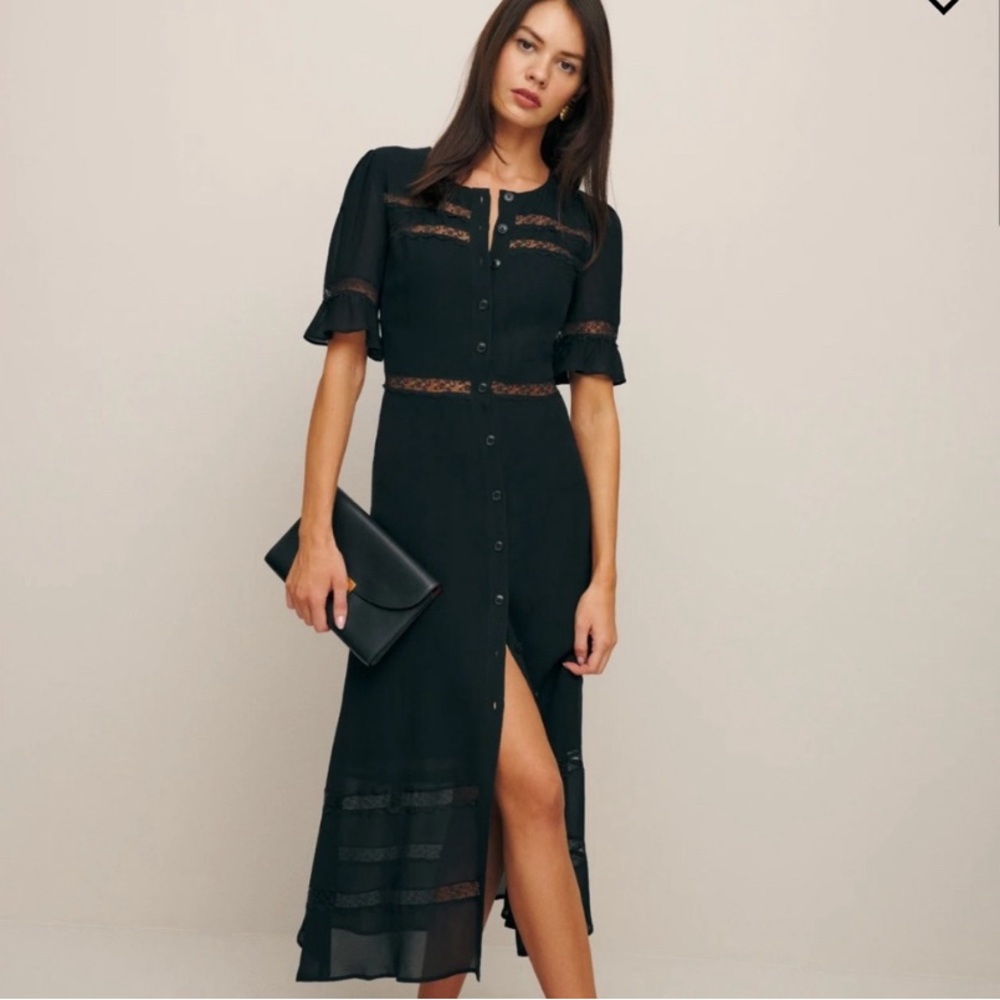 Reformation Woodsen Dress in Black, Size 6, NWT